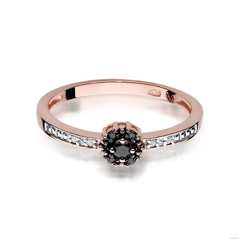 Pierścionek W091 Czarny Diament 0,02ct różowe złoto