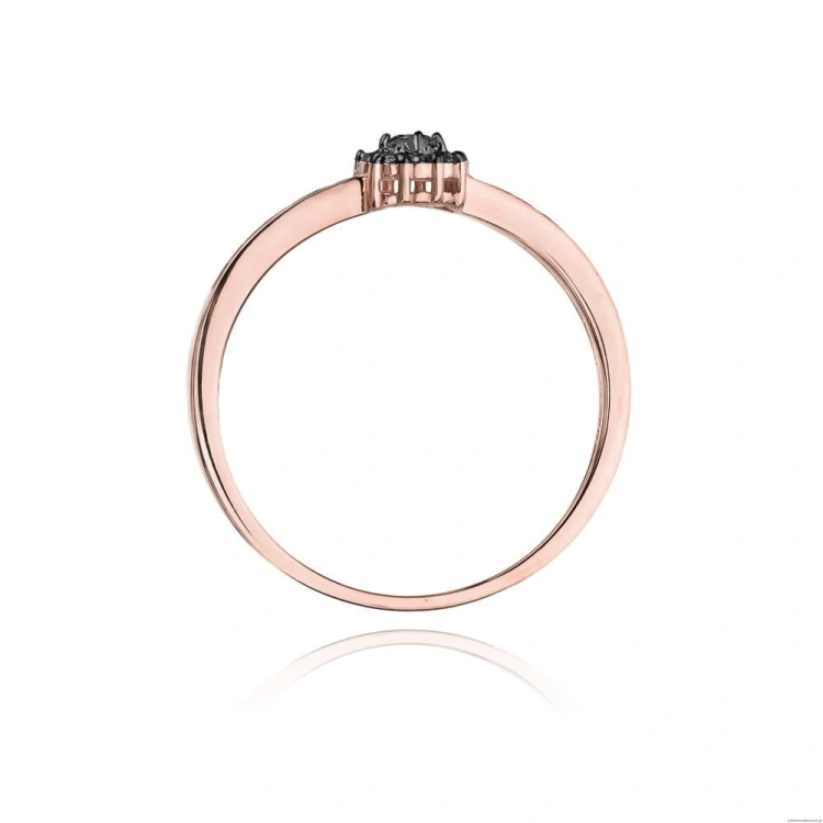 Pierścionek W091 Czarny Diament 0,02ct różowe złoto