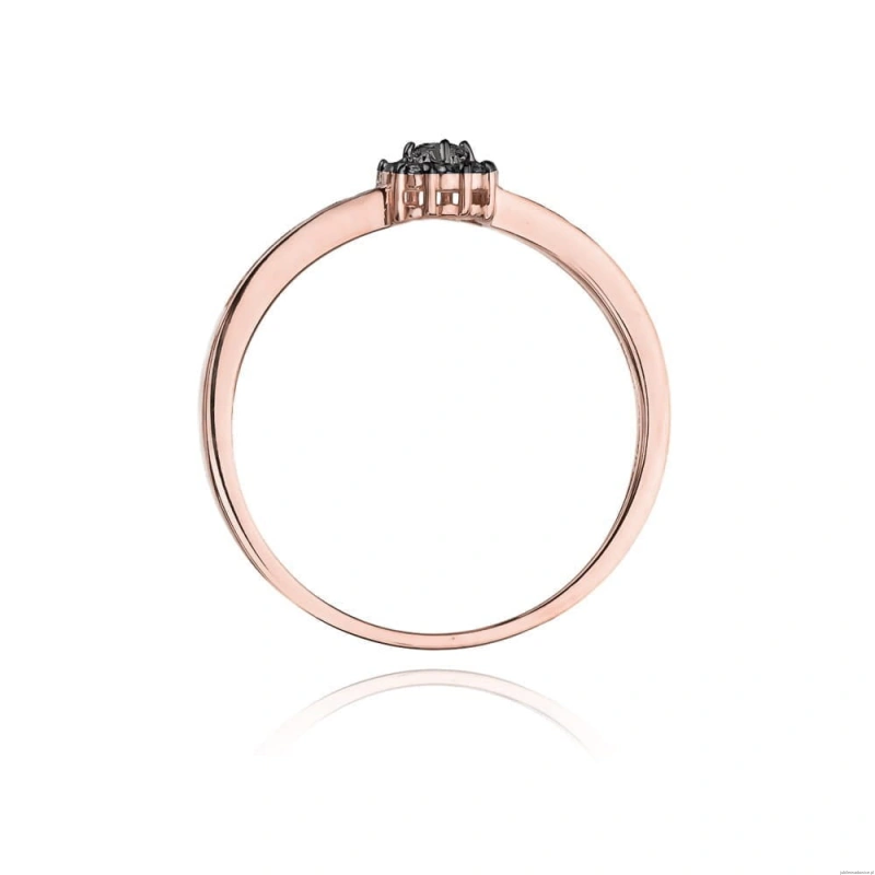 Pierścionek W091 Czarny Diament 0,02ct różowe złoto