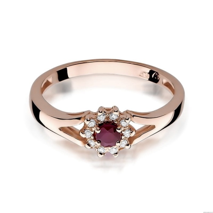 Pierścionek W185 Rubin 0,15ct różowe złoto
