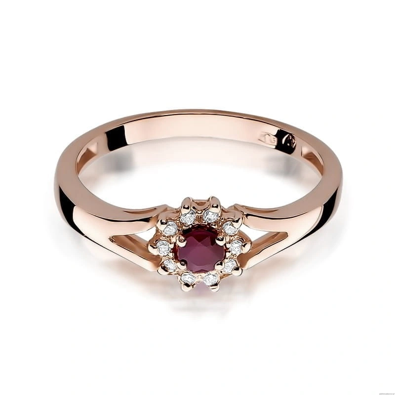Pierścionek W185 Rubin 0,15ct różowe złoto