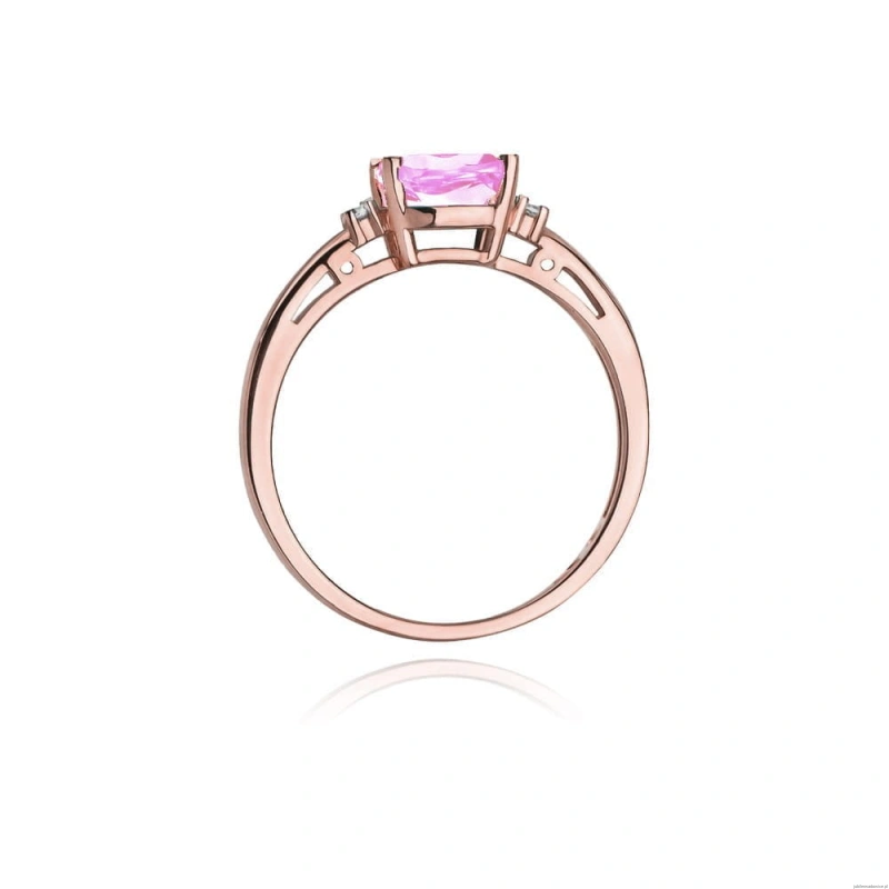 Pierścionek W003 Różowy Topaz 1,10ct różowe złoto