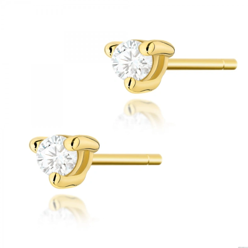 Kolczyki K0035 Diament 2 x 0,04ct żółte złoto