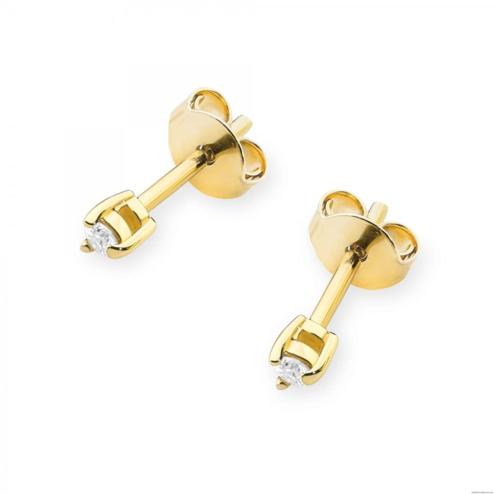 Kolczyki K0035 Diament 2 x 0,04ct żółte złoto