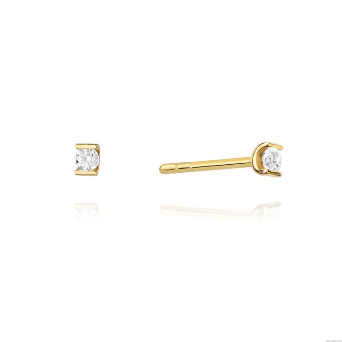 Kolczyki K0055 Diament 2 x 0,04ct żółte złoto