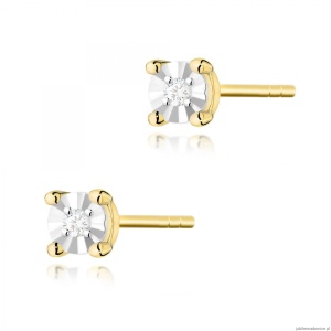 Kolczyki K0058 Diament 2 x 0,03ct żółte złoto