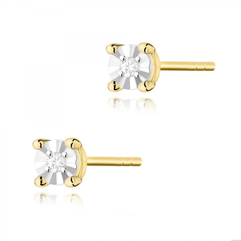 Kolczyki K0058 Diament 2 x 0,03ct żółte złoto