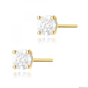 Kolczyki K0058 Diament 2 x 0,08ct żółte złoto