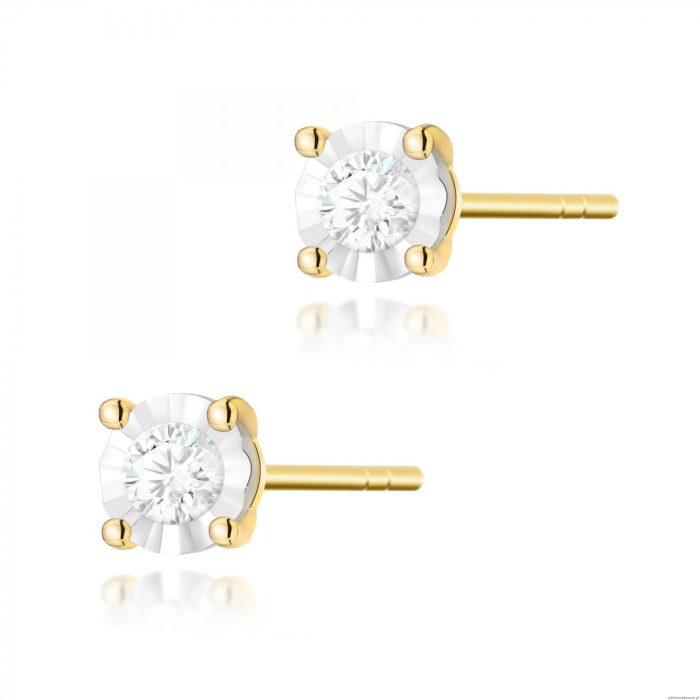 Kolczyki K0058 Diament 2 x 0,08ct żółte złoto
