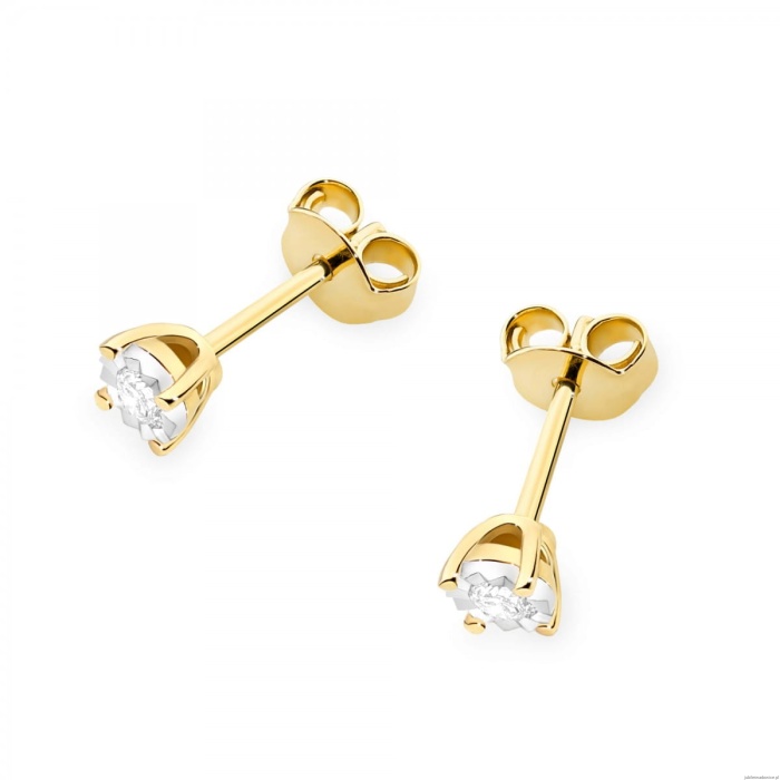 Kolczyki K0058 Diament 2 x 0,08ct żółte złoto