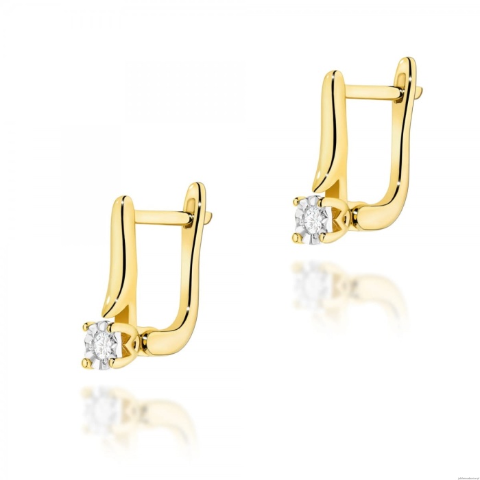 Kolczyki K0065 Diament 2 x 0,03ct żółte złoto