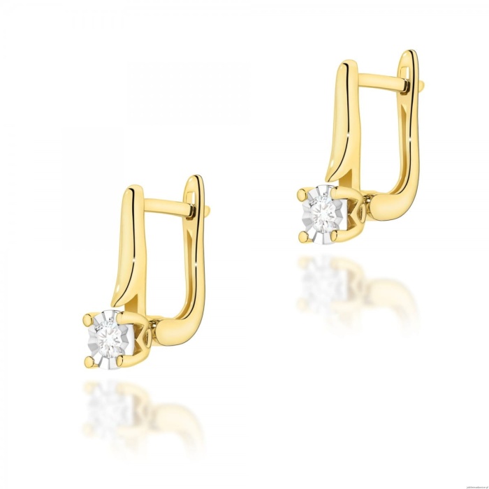 Kolczyki K0065 Diament 2 x 0,08ct żółte złoto