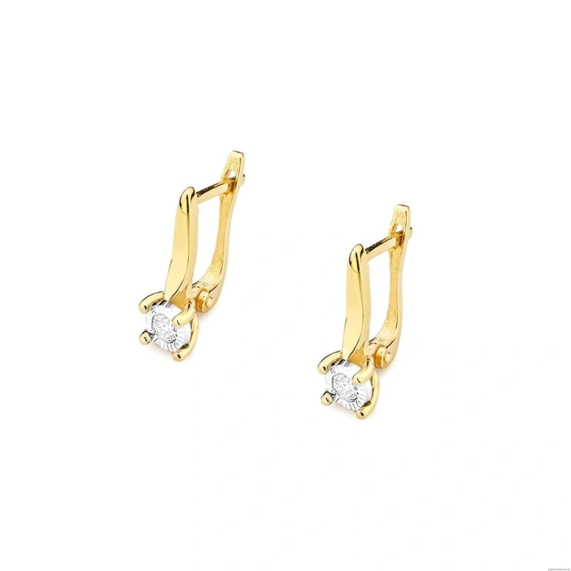 Kolczyki K0065 Diament 2 x 0,08ct żółte złoto