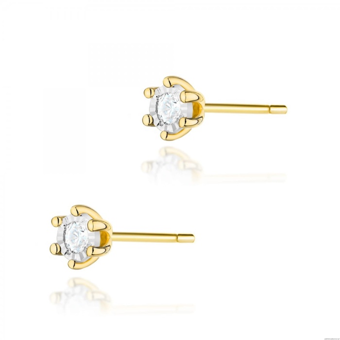 Kolczyki K0222BT Diament 2 x 0,08ct żółte złoto