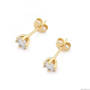 Kolczyki K0222BT Diament 2 x 0,08ct żółte złoto