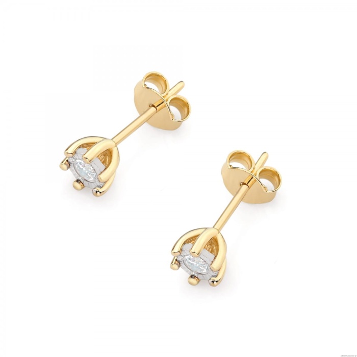 Kolczyki K0222BT Diament 2 x 0,08ct żółte złoto