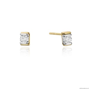 Kolczyki K0343 Diament 2 x 0,10ct żółte złoto