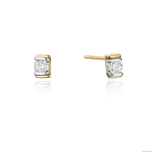 Kolczyki K0343 Diament 2 x 0,10ct żółte złoto