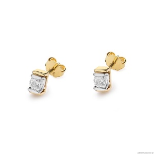 Kolczyki K0343 Diament 2 x 0,10ct żółte złoto