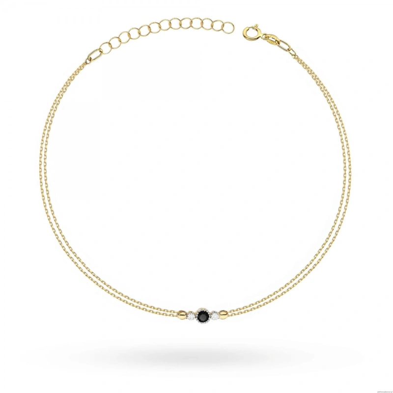 Bransoletka B003 Czarny Diament 0,12ct żółte złoto