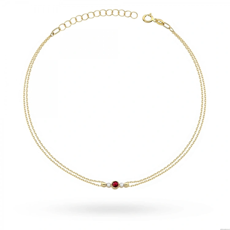 Bransoletka B005 Rubin 0,15ct żółte złoto