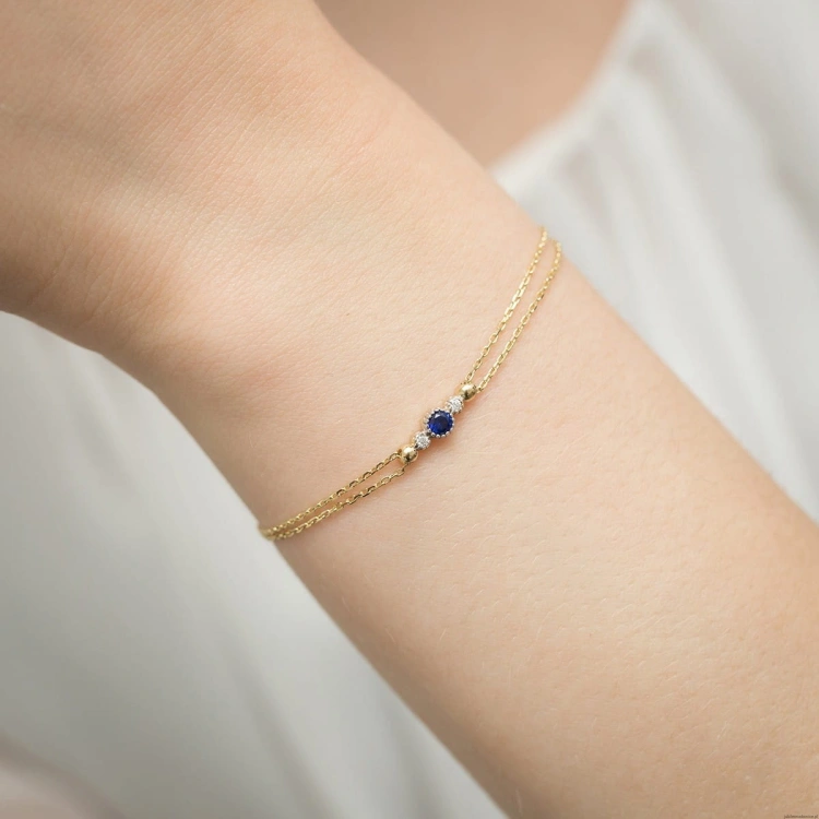 Bransoletka B005 Szafir 0,15ct żółte złoto