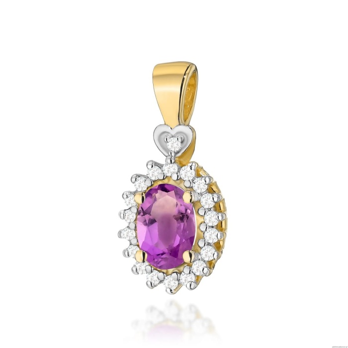 Zawieszka Z0312 Ametyst 0,40ct żółte złoto
