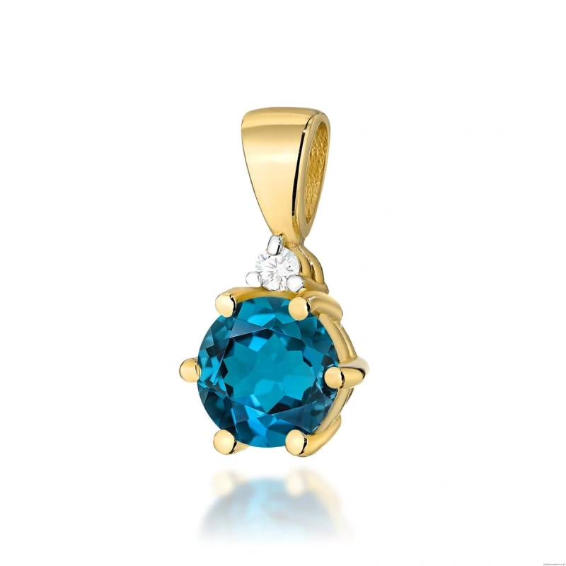 Zawieszka Z0076 Topaz London Blue 0,50ct żółte złoto