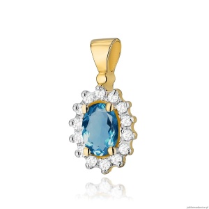 Zawieszka Z0182 Topaz London Blue 0,50ct żółte złoto