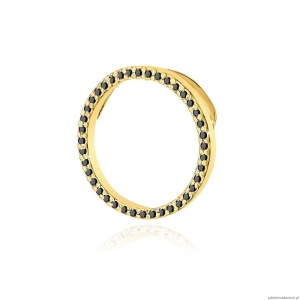 Zawieszka Z0442 z czarnymi diamentami żółte złoto