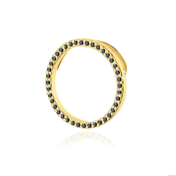 Zawieszka Z0442 z czarnymi diamentami żółte złoto