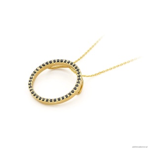 Zawieszka Z0442 z czarnymi diamentami żółte złoto