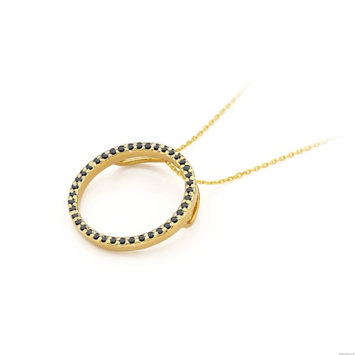 Zawieszka Z0442 z czarnymi diamentami żółte złoto