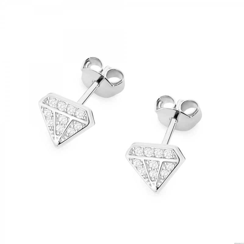 Kolczyki K0504 z diamentami białe złoto