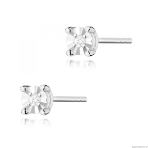 Kolczyki K0058 Diament 2 x 0,01ct białe złoto