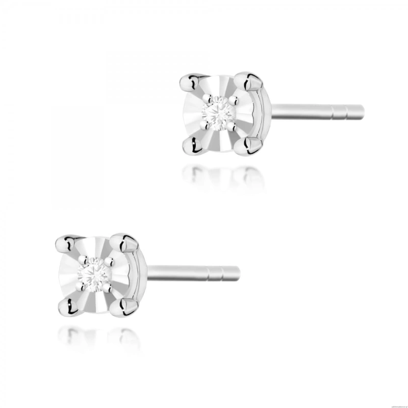 Kolczyki K0058 Diament 2 x 0,01ct białe złoto