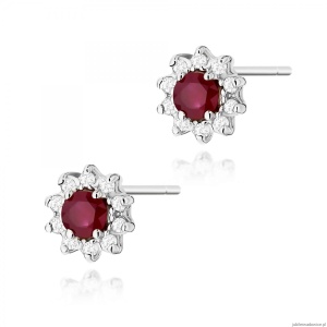 Kolczyki K0185 Rubin 2 x 0,15ct białe złoto