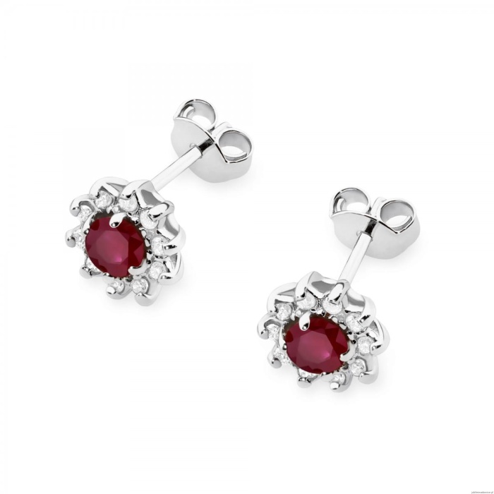 Kolczyki K0185 Rubin 2 x 0,15ct białe złoto
