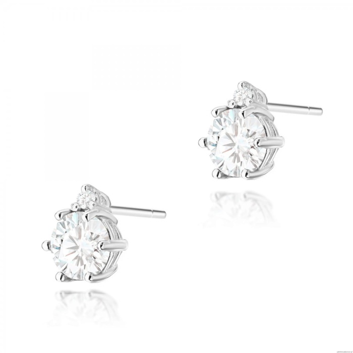 Kolczyki K0076 Biały Szafir 2 x 0,60ct białe złoto