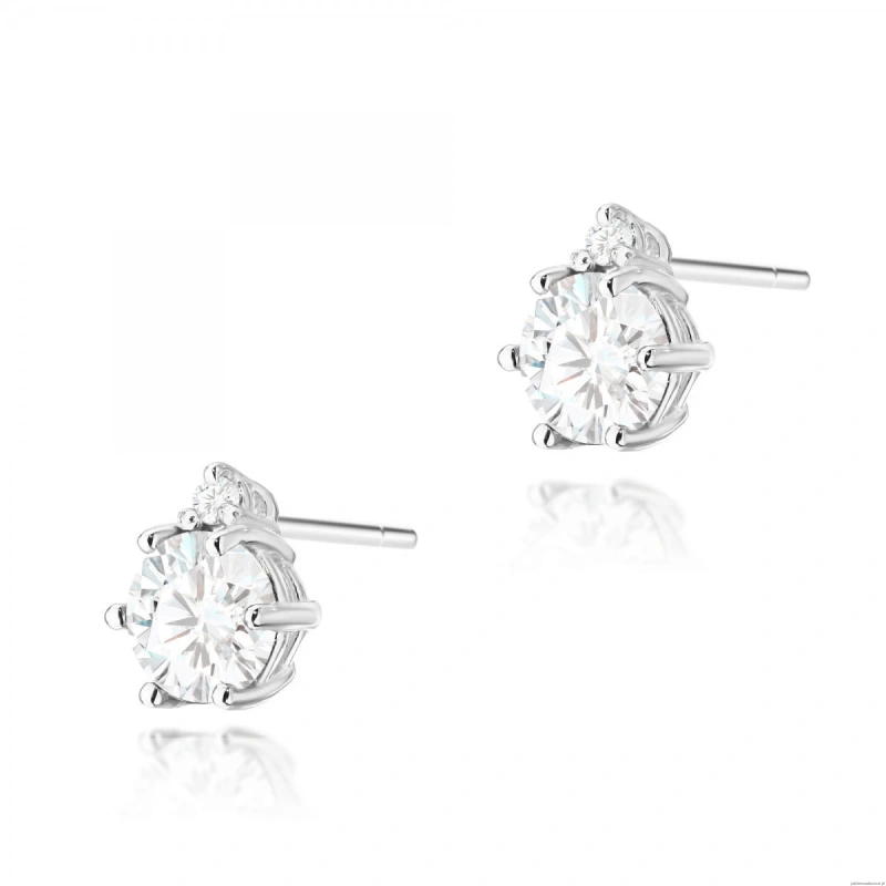 Kolczyki K0076 Biały Szafir 2 x 0,60ct białe złoto