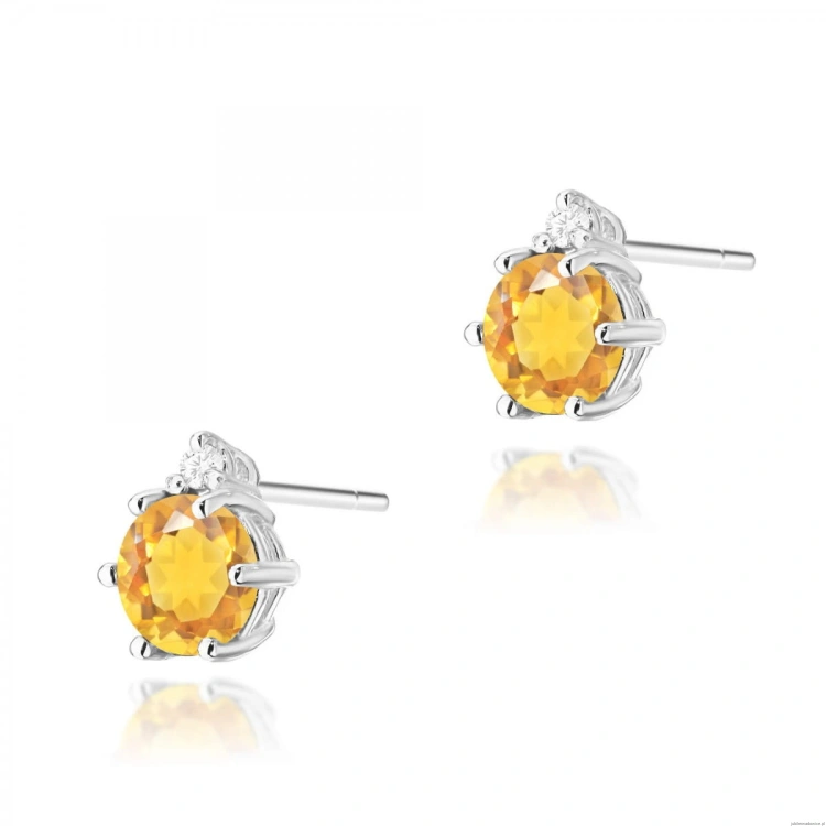 Kolczyki K0076 Cytryn 2 x 0,50ct białe złoto