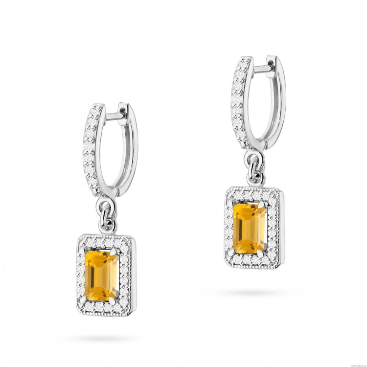 Kolczyki K0422 Cytryn 2 x 0,60ct białe złoto