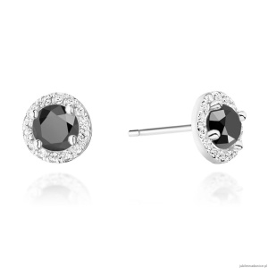 Kolczyki K0509 Czarny Diament 2 x 0,50ct białe złoto
