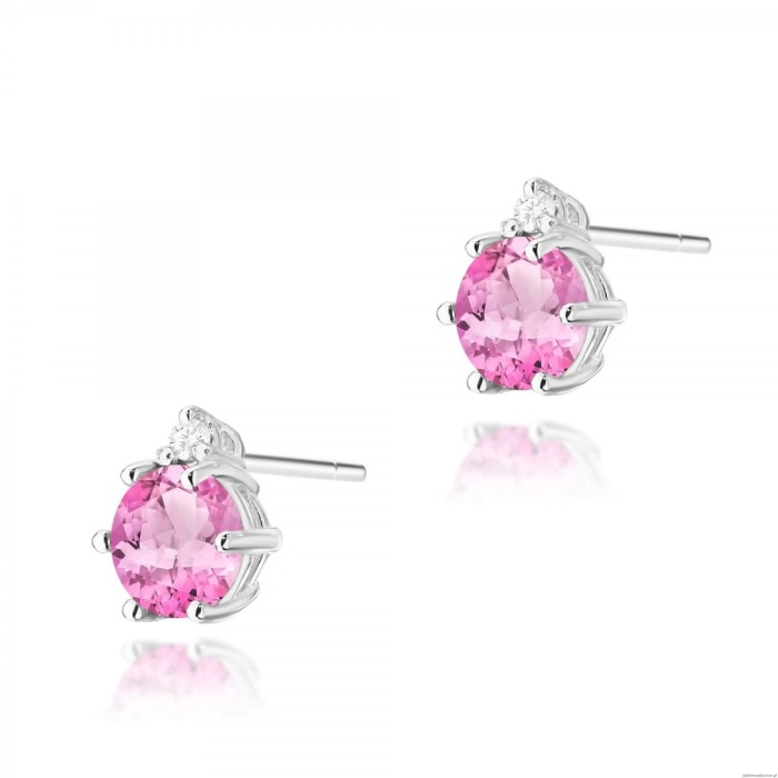 Kolczyki K0076 Różowy Topaz 2 x 0,60ct białe złoto