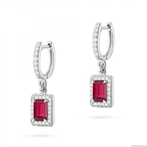 Kolczyki K0422 Rubin 2 x 0,80ct białe złoto