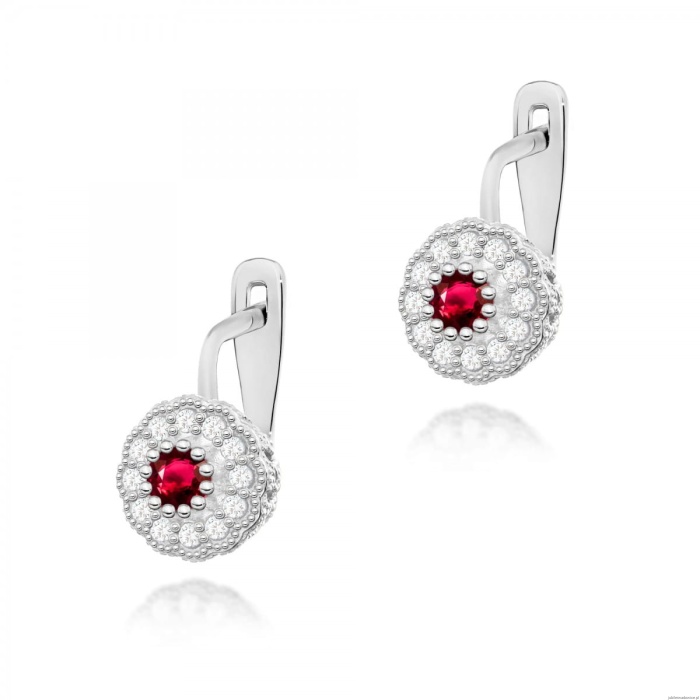 Kolczyki K0284 Rubin 2 x 0,15ct białe złoto