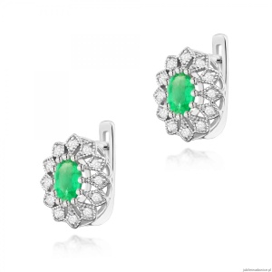 Kolczyki K0354 Szmaragd 2 x 0,40ct białe złoto
