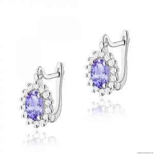 Kolczyki K0182 Tanzanit 2 x 0,40ct białe złoto
