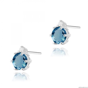 Kolczyki K0076 Topaz London Blue 2 x 0,50ct białe złoto