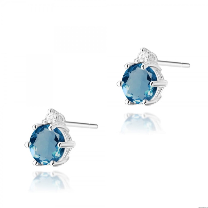 Kolczyki K0076 Topaz London Blue 2 x 0,50ct białe złoto
